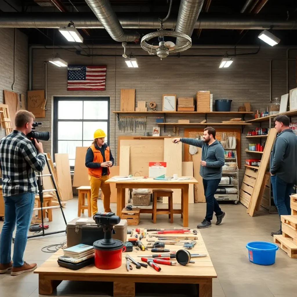 Actors auditioning for a home renovation video in a hardware store.