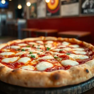 Delicious Detroit-style pizza with thick crust and cheese