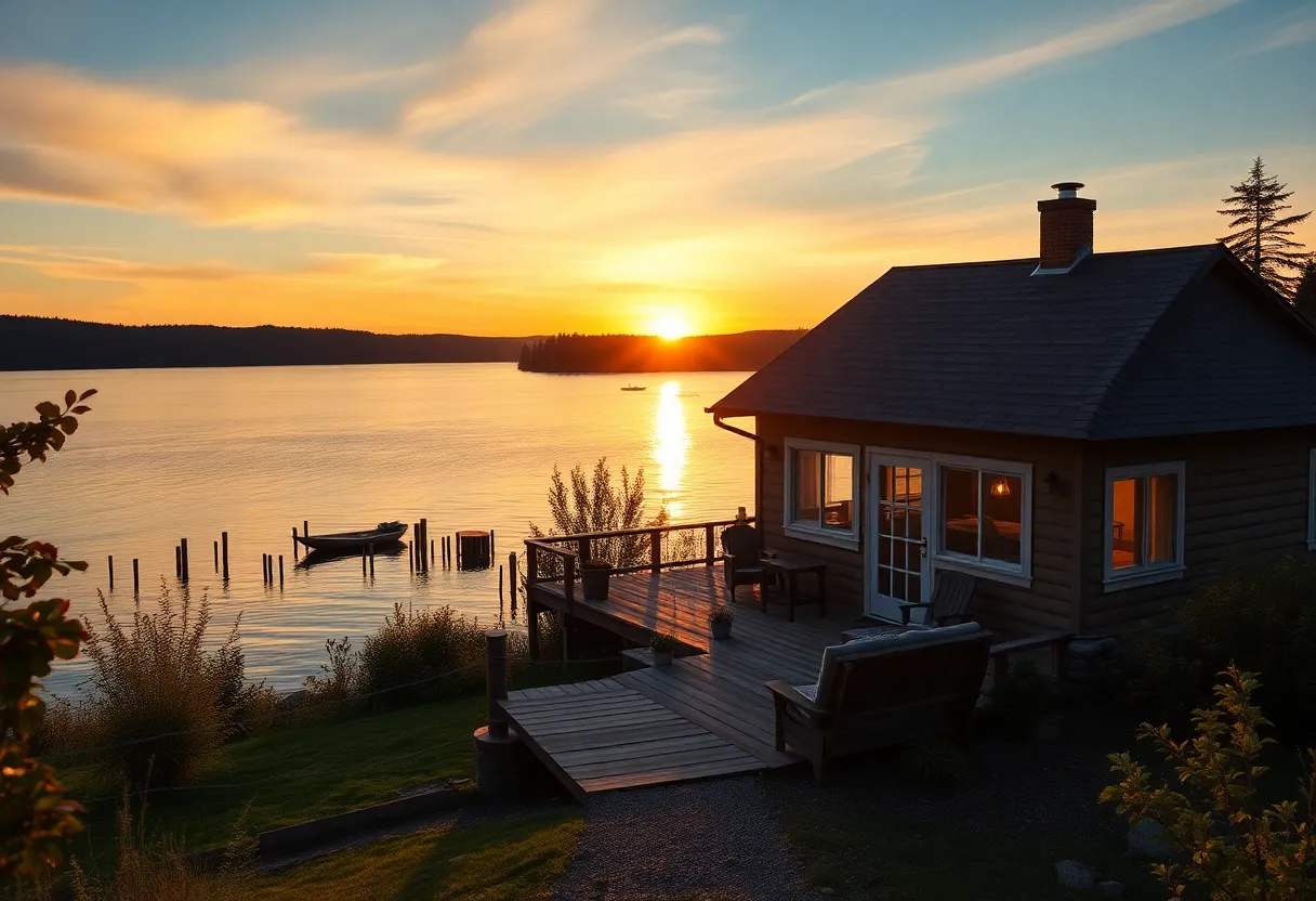Lakeside cottage symbolizing a peaceful family life