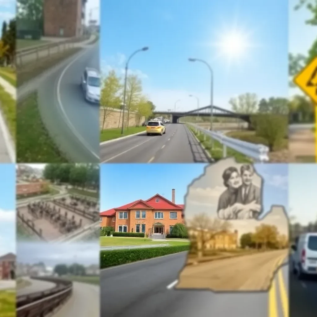 Collage of Michigan's infrastructure improvements and community services