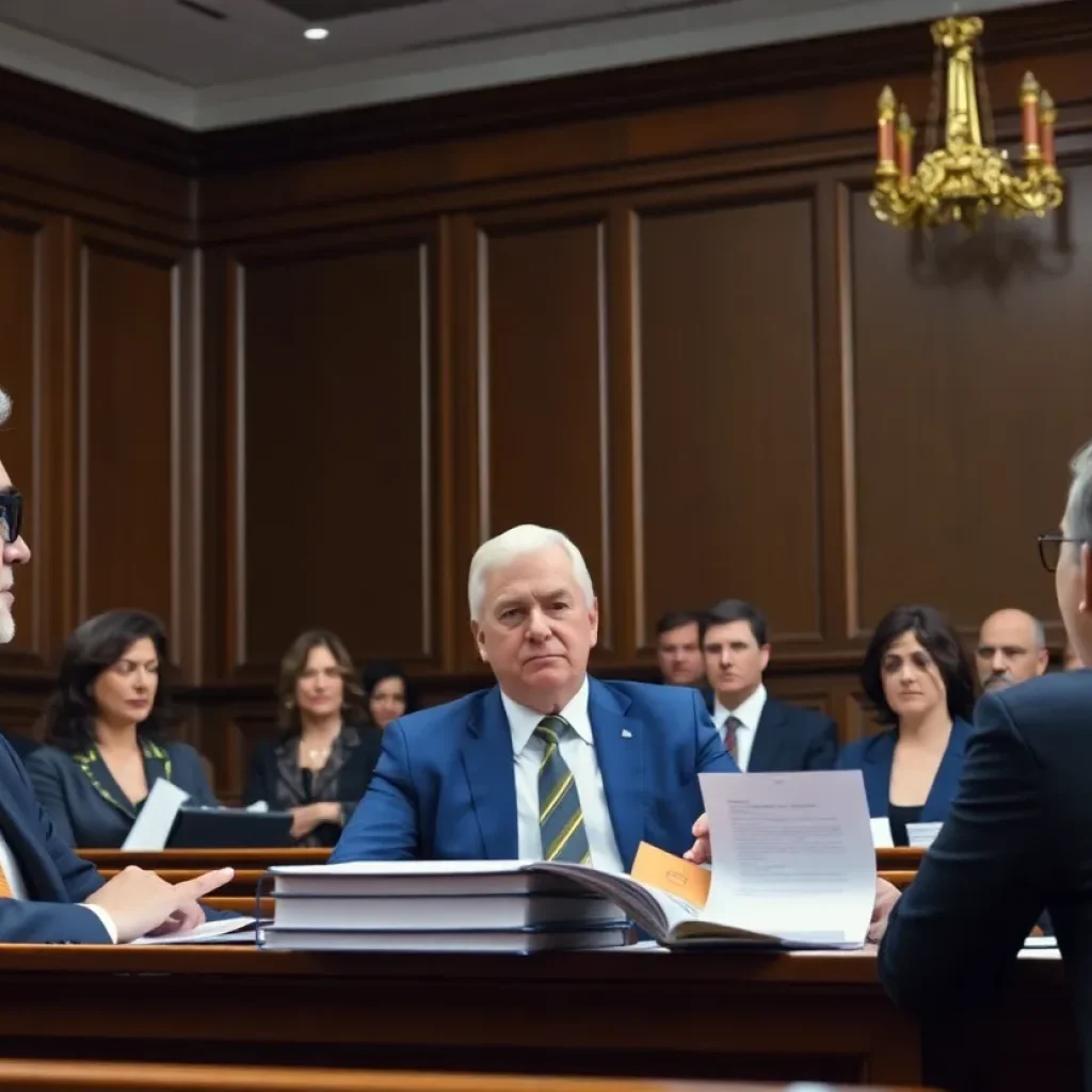 Scene from a courtroom discussing electoral integrity