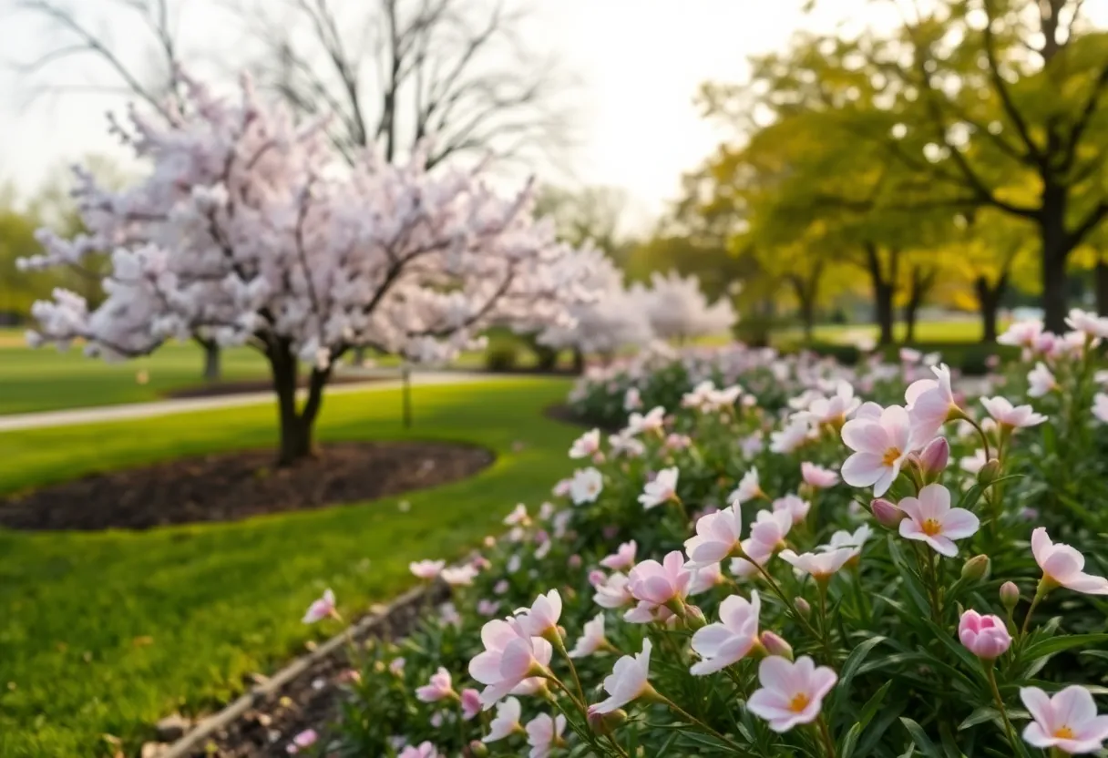 A peaceful park in Michigan representing remembrance.