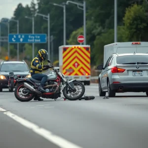 Emergency responders at the scene of a motorcycle accident