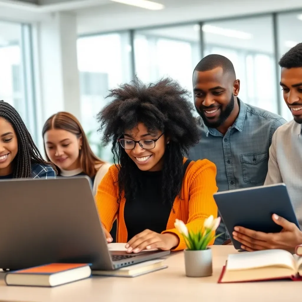 Students engaging in online legal education