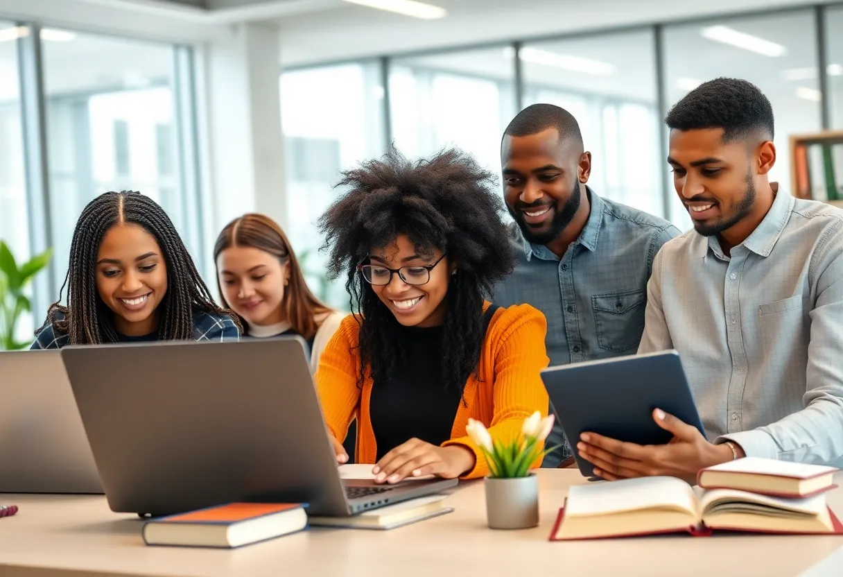 Students engaging in online legal education