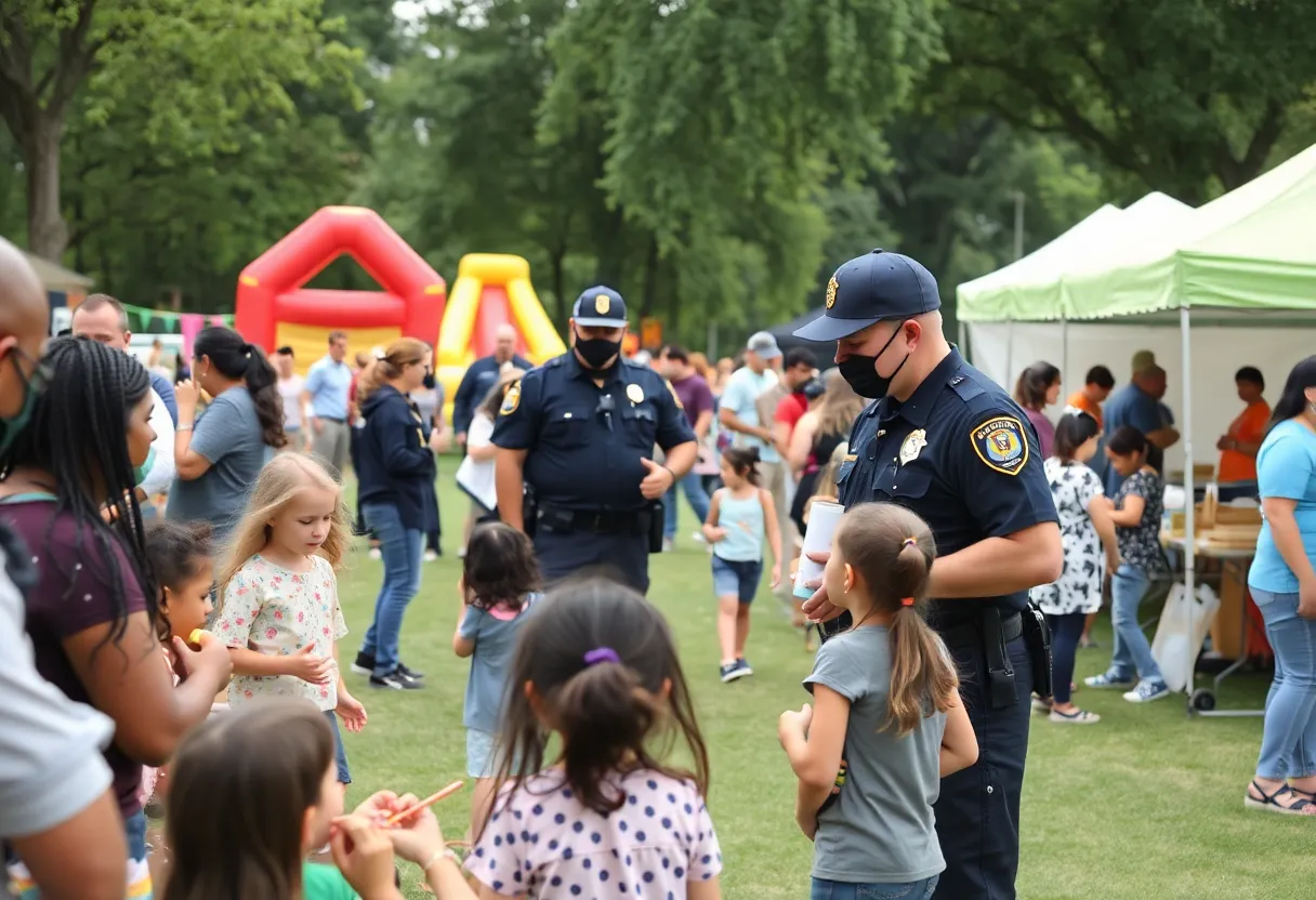 Families enjoying activities at Peacenic event in Skinner Park, Detroit