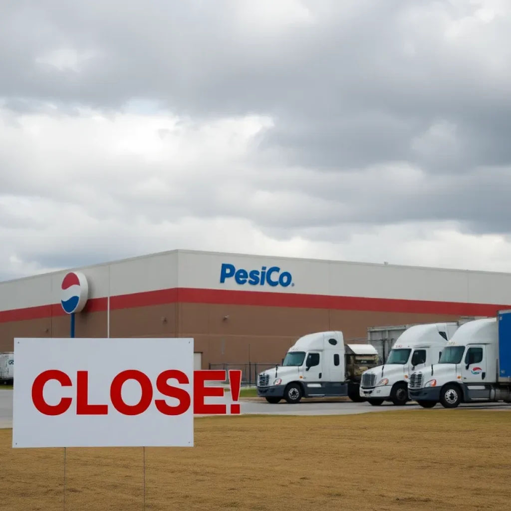 PepsiCo manufacturing facility with a closed sign