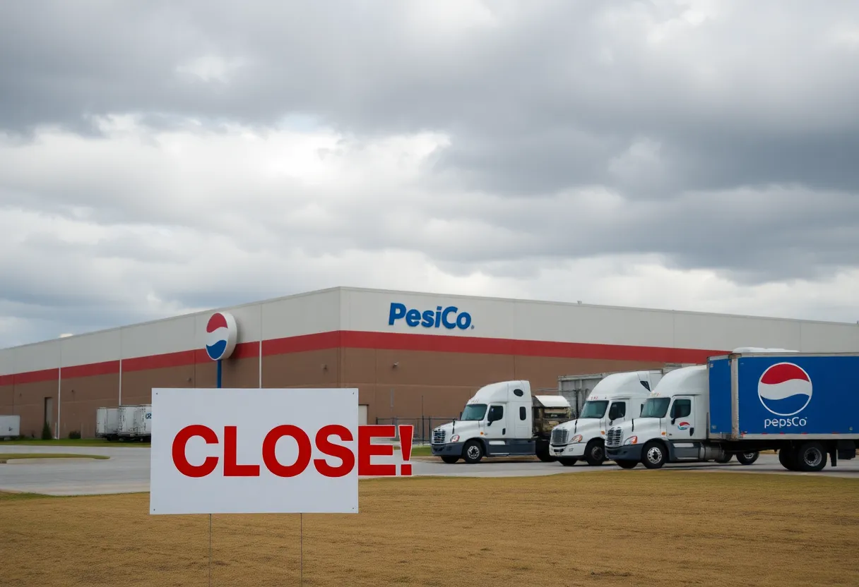 PepsiCo manufacturing facility with a closed sign