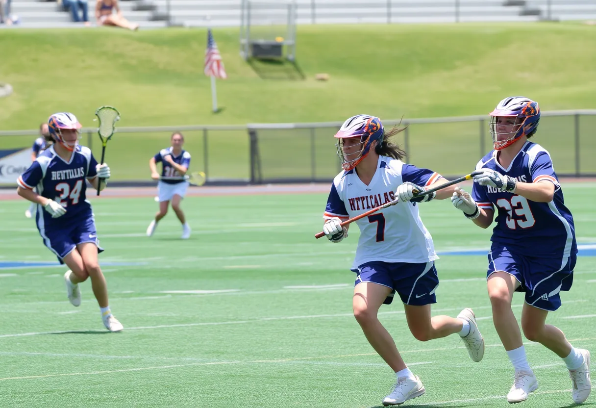 Robert Morris lacrosse team celebrates after their overtime win