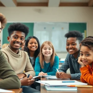Students actively learning in a classroom