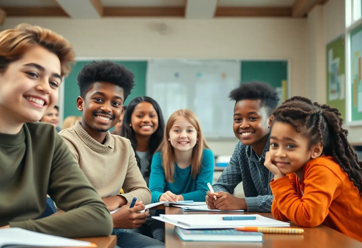 Students actively learning in a classroom