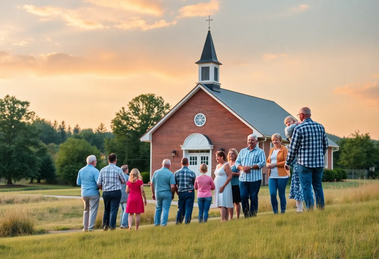 A peaceful community church reflecting on a legacy of service.