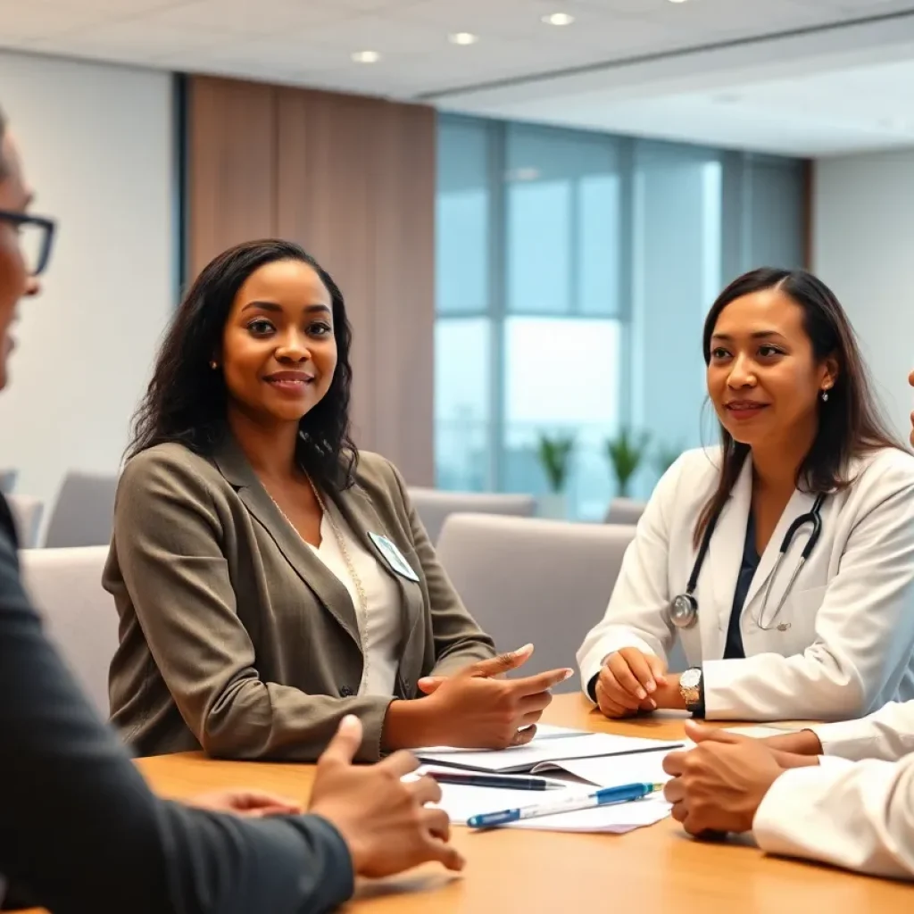 Healthcare professionals engaged in a policy discussion