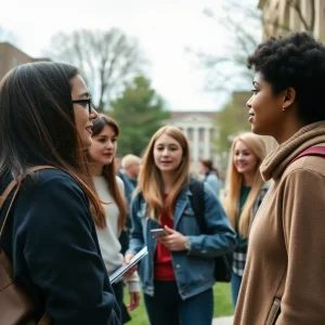 Students discussing political issues on campus