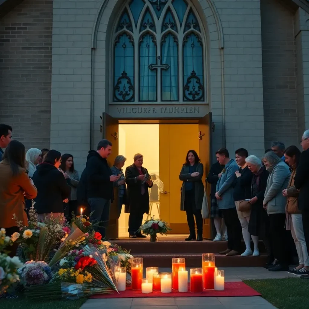 Community members gather to remember victims of the church shooting.