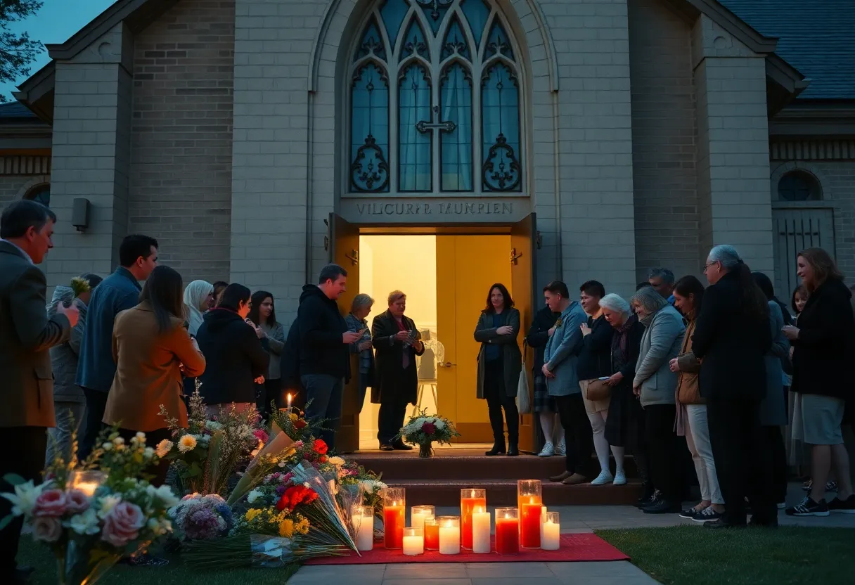 Community members gather to remember victims of the church shooting.