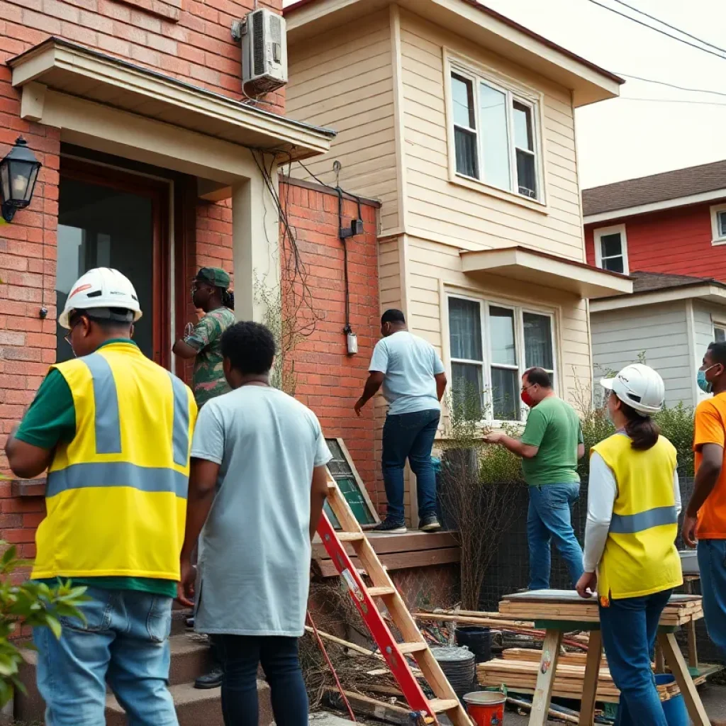 Residents engaged in home renovation in Detroit