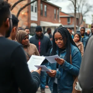 Community members participating in the search for a missing teenager in Detroit