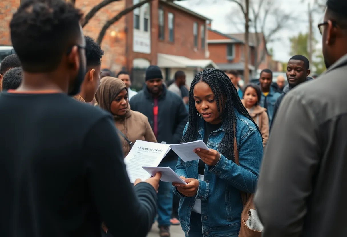 Community members participating in the search for a missing teenager in Detroit