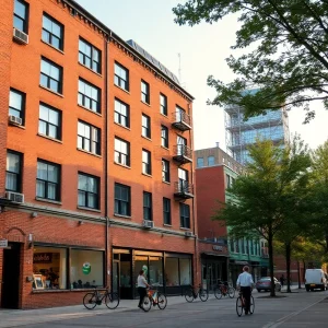 JOBS DETROIT MICHIGAN AREA Converted historic industrial building with mixed-use affordable housing and retail on a neighborhood street in Detroit