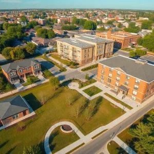 Submit A Wedding Announcement Aerial view of new townhomes and senior apartments on cleared urban lots in Detroit