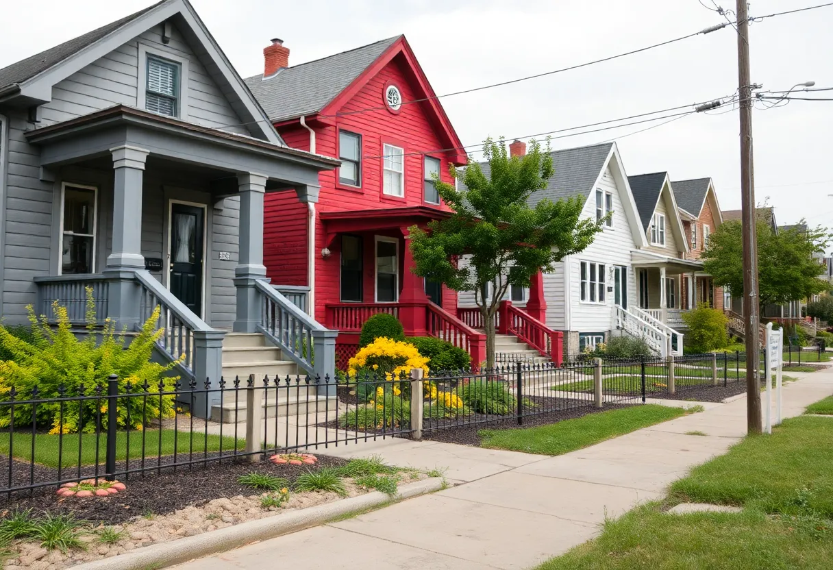 Renovated homes in a Detroit neighborhood signifying community development