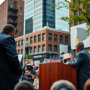 A scene from the Detroit mayoral debate with engaged audience.