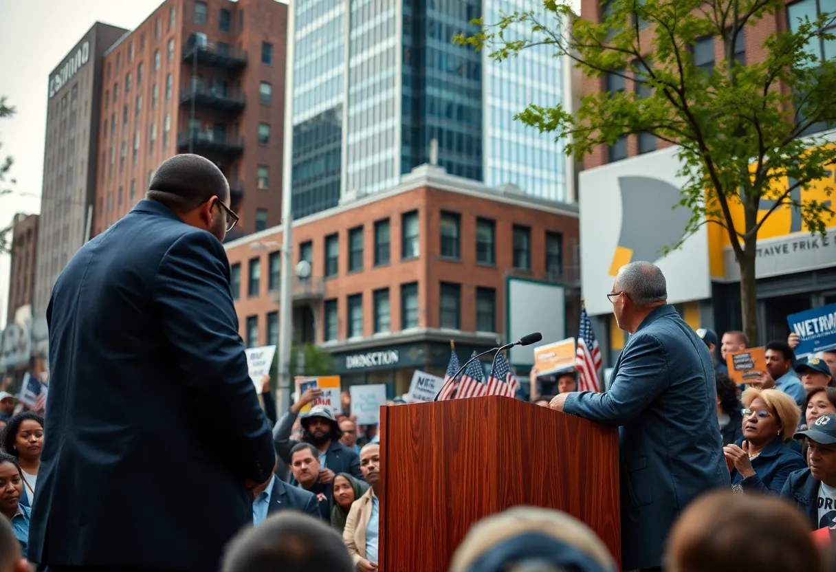 A scene from the Detroit mayoral debate with engaged audience.