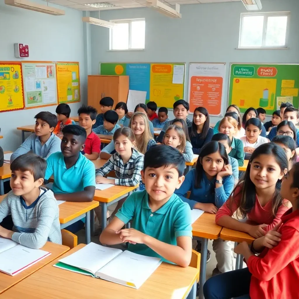 Detroit City Government Diverse students in a bright classroom setting