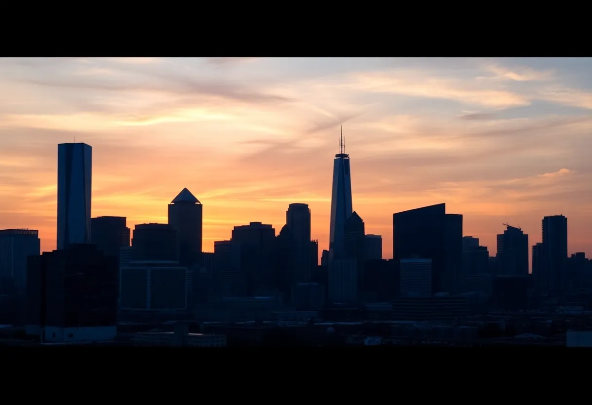 A beautiful skyline of Detroit at sunrise representing change and leadership.