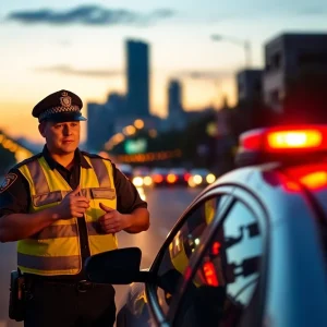 Police conducting a traffic stop in Detroit
