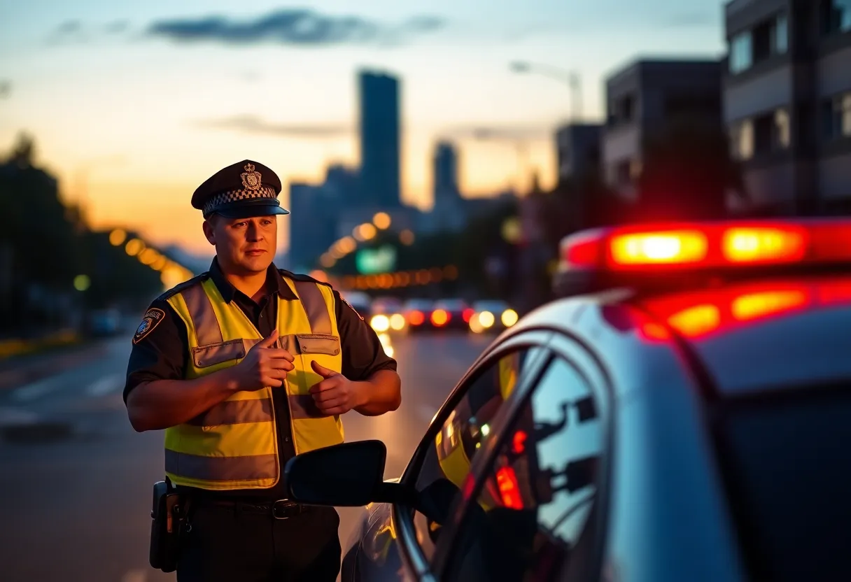 Police conducting a traffic stop in Detroit