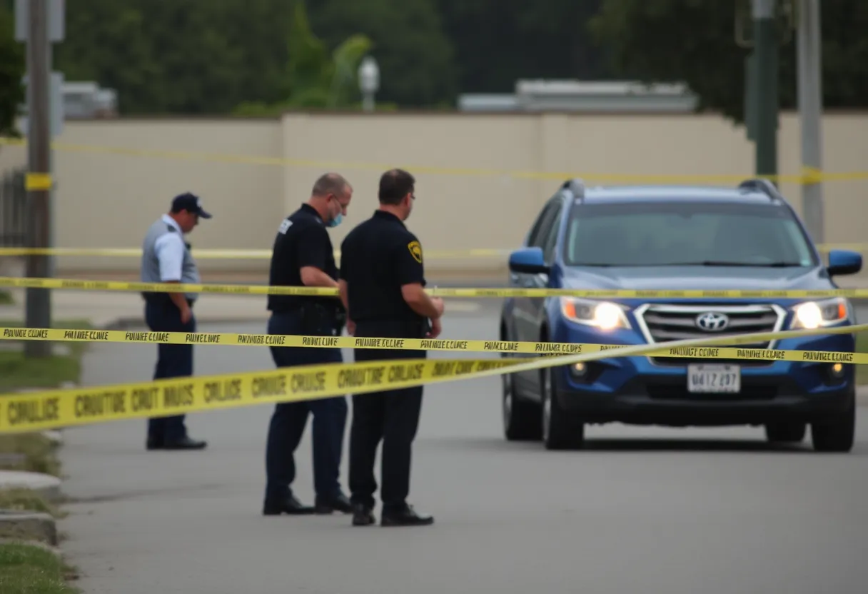 Police investigation scene of a drive-by shooting in Detroit