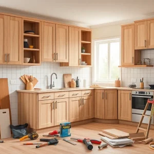 Modern kitchen with high-quality domestic cabinets