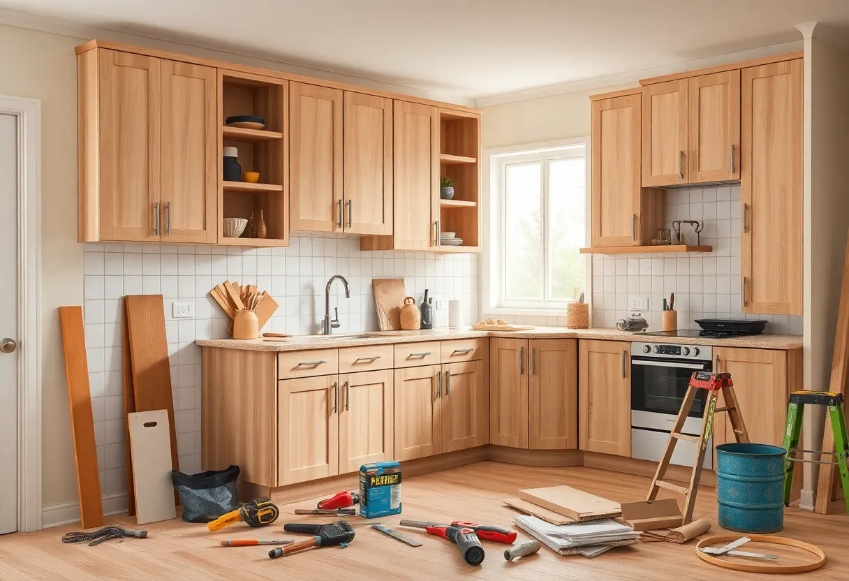 Modern kitchen with high-quality domestic cabinets