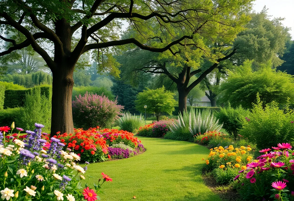 A peaceful garden representing healing and compassion, honoring the memory of a dedicated pediatrician.