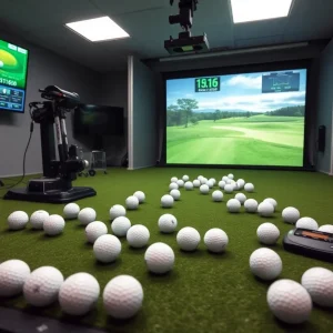 High-tech laboratory for golf ball testing with robotic equipment