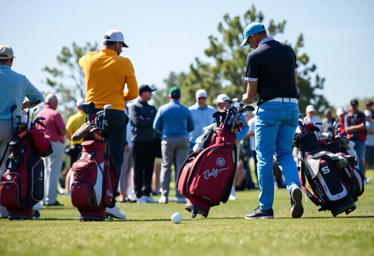 Golf players on a beautiful course with golf gear