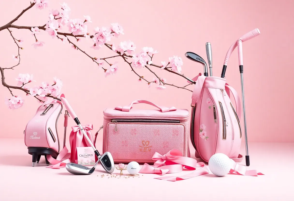 Cherry blossom-themed ladies golf package set by Honma Golf