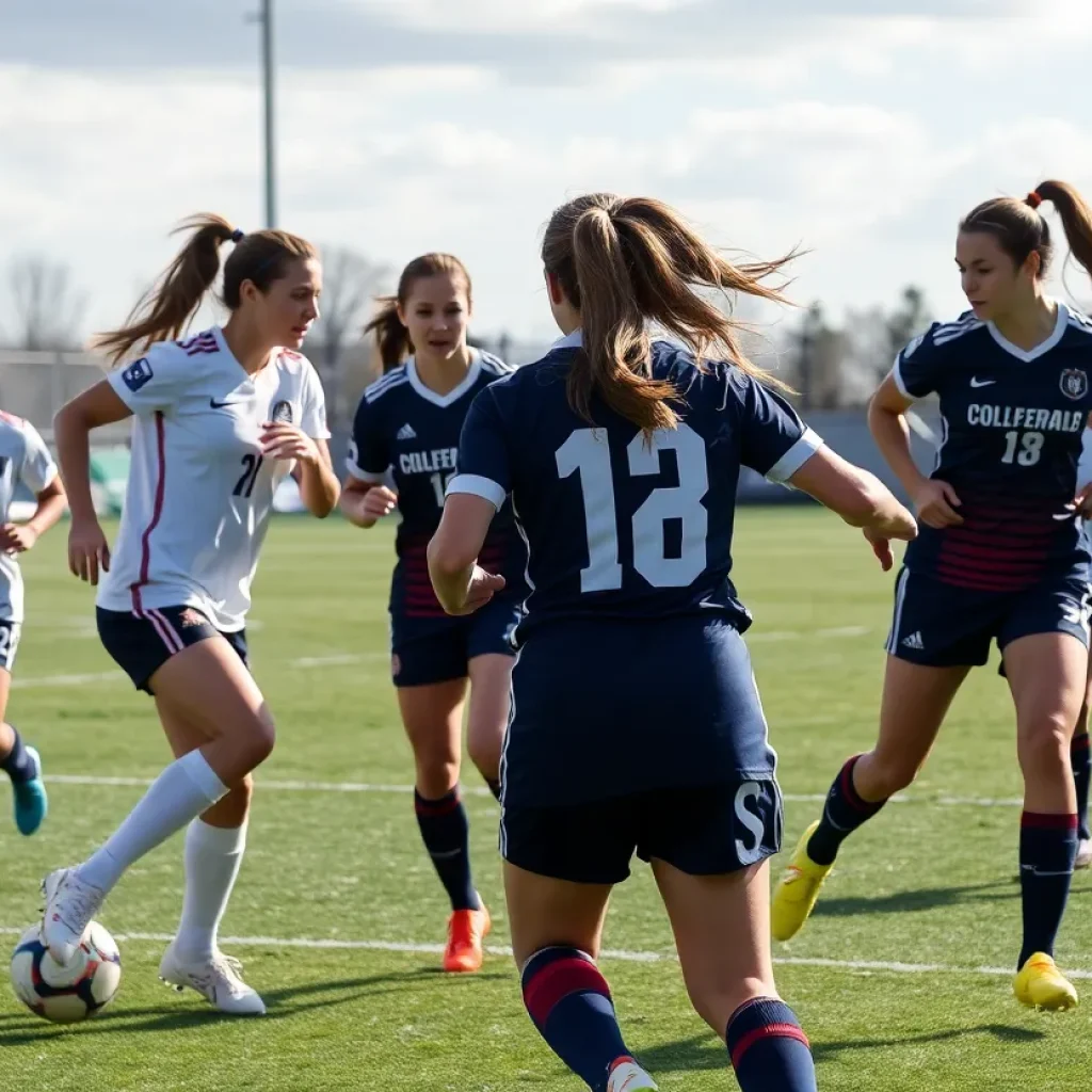 IU Indy Women's Soccer players in action during a match