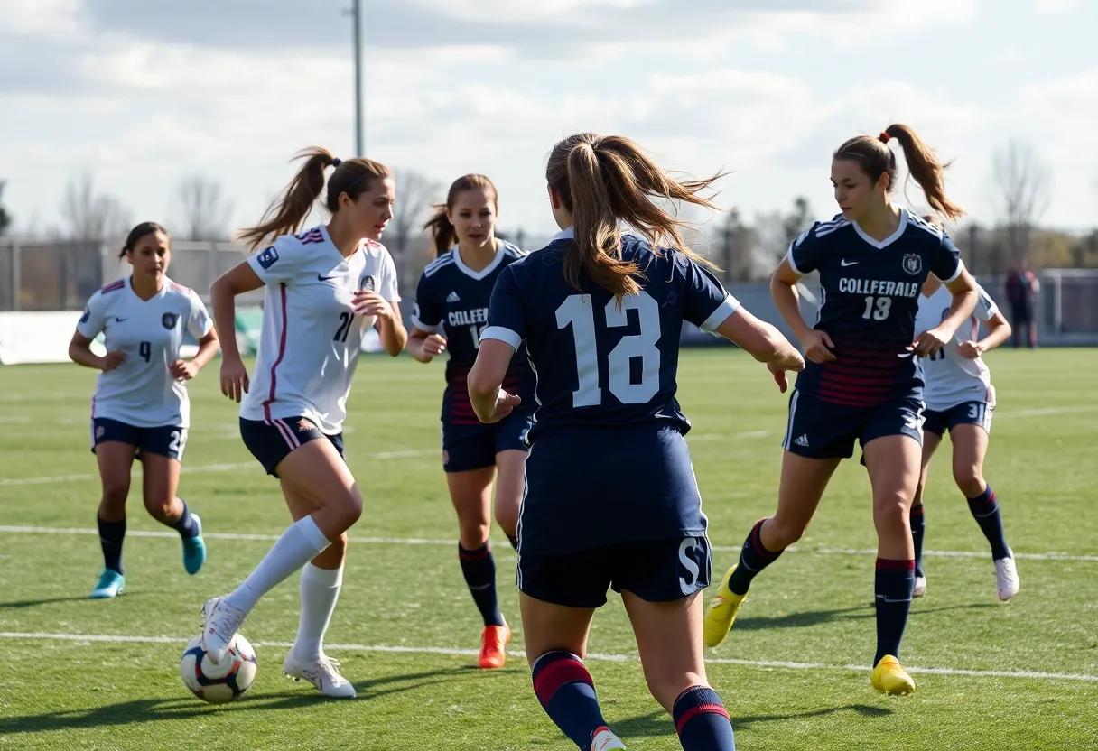 IU Indy Women's Soccer players in action during a match