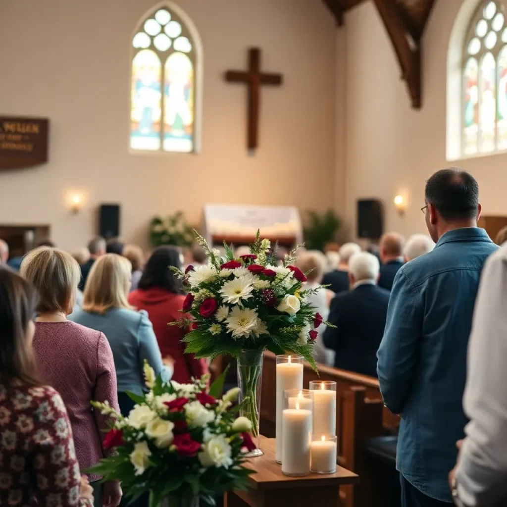 Community gathering for the memorial service of Robert John Wilk