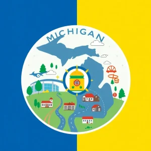 Visual representation of Michigan's balanced state budget highlighting infrastructure and education funding