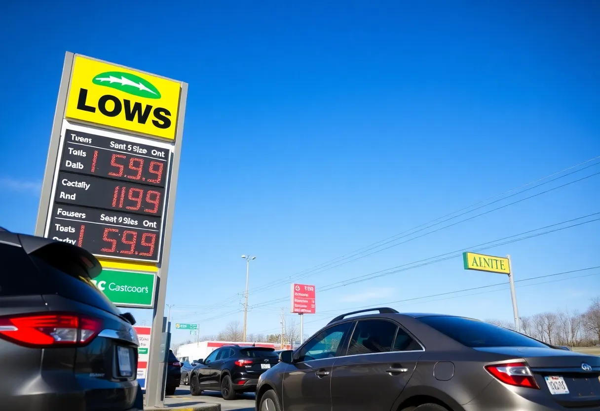 Gas station displaying low prices in Michigan