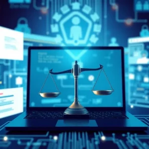 Illustration of online legislation and privacy balance