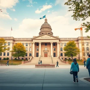 Michigan state government budget signing event