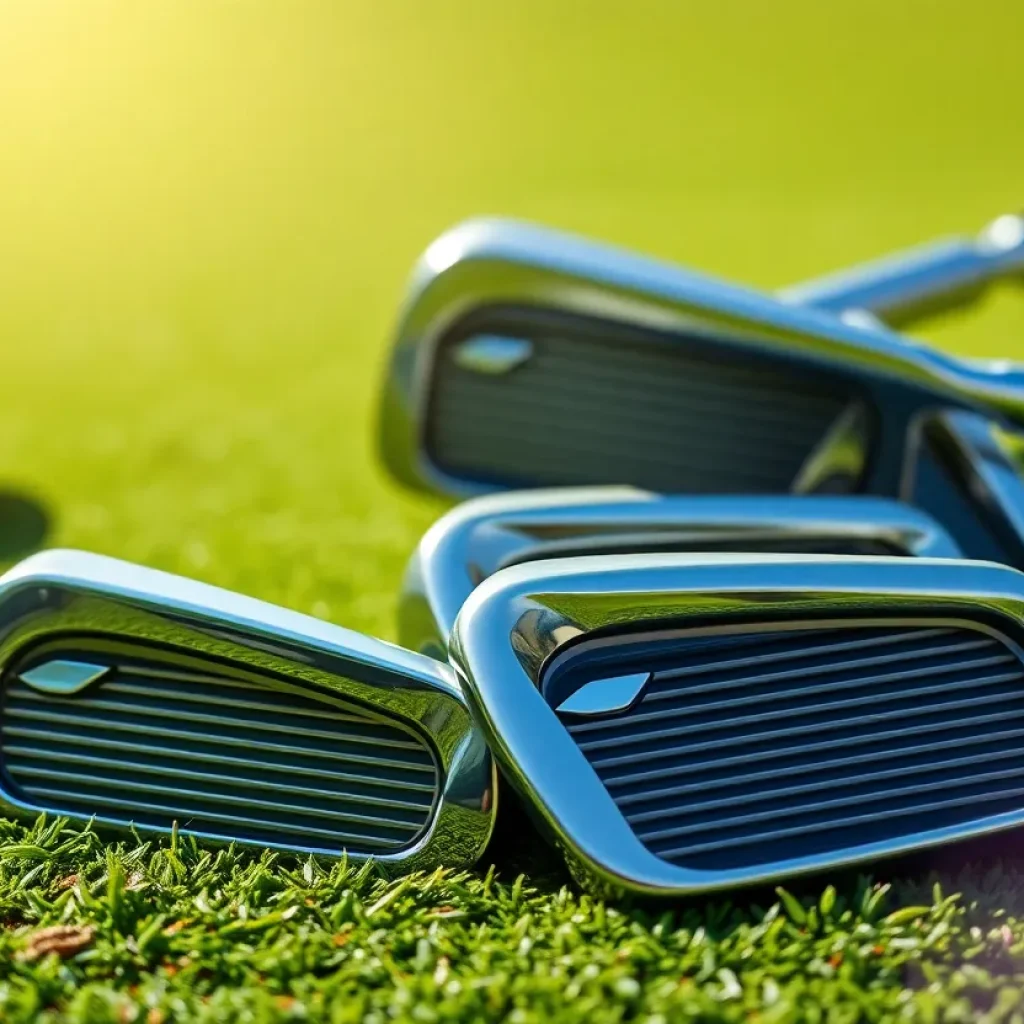New Miura Golf KM-Baby Blades Irons displayed on green grass