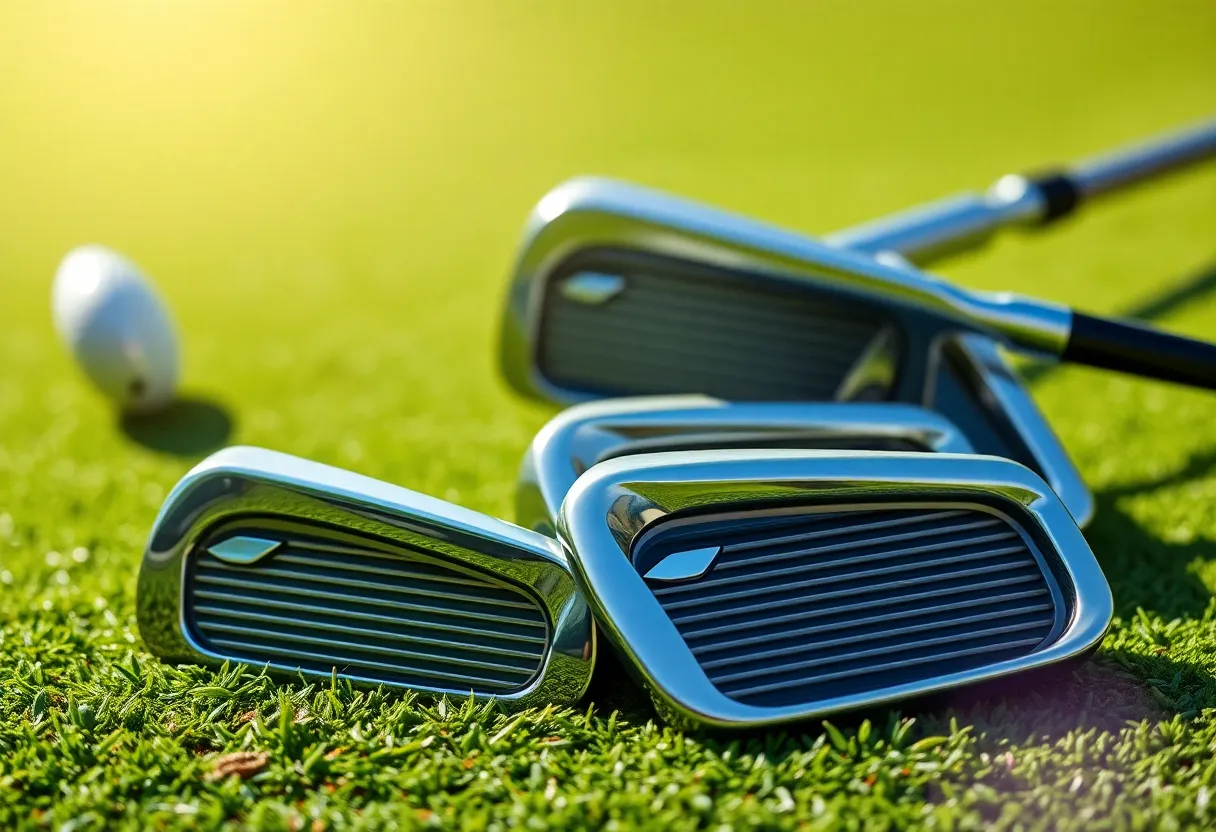 New Miura Golf KM-Baby Blades Irons displayed on green grass