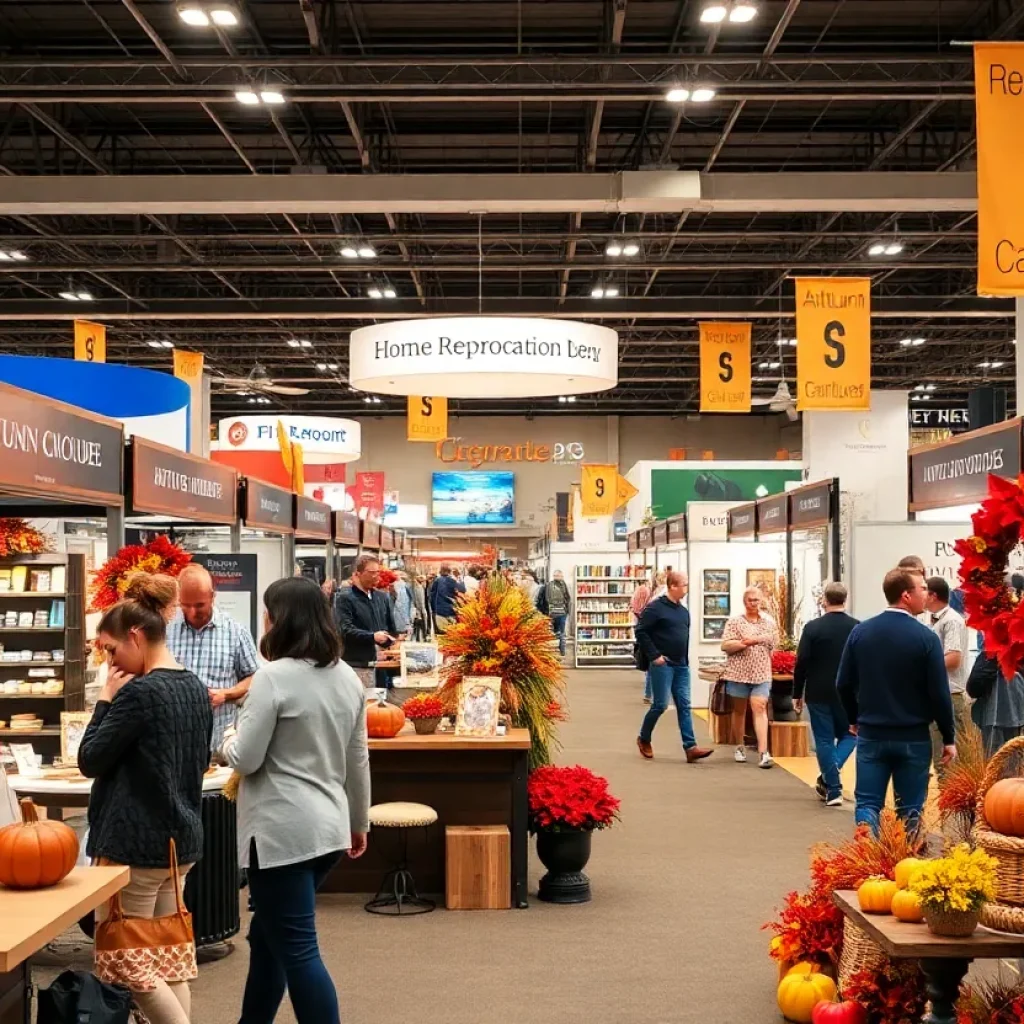 Vendors displaying home improvement products at the Novi Home Show