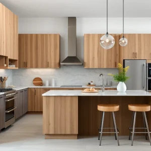 Kitchen renovation showing imported and domestic cabinetry